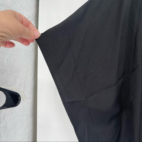 NWT Black with White Tassel Fringe V Neck Beach Swim Kaftan Cover Up - Picture 3 of 9